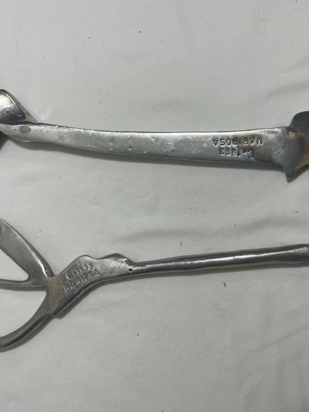 Mariposa 1993 Aluminum Salad Serving Set 2 Pc Artisan Twig Branch Servers 12
